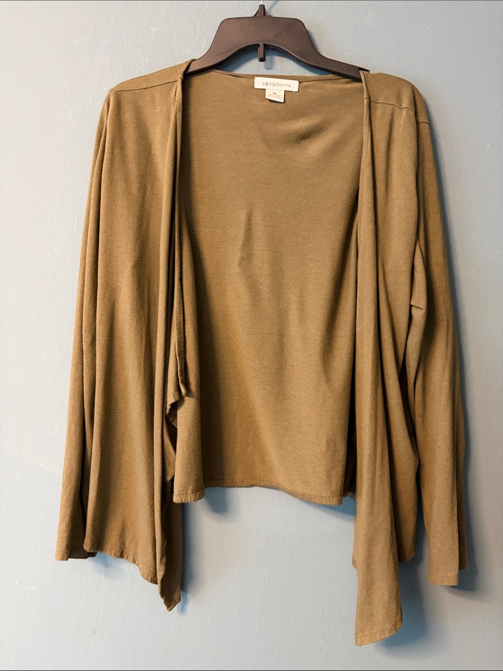 Liz Claiborne Open-Front Cardigan in Camel Brown